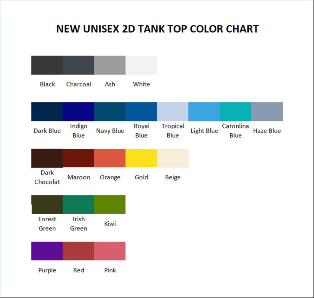 tank top color chart - Kagurabachi Shop